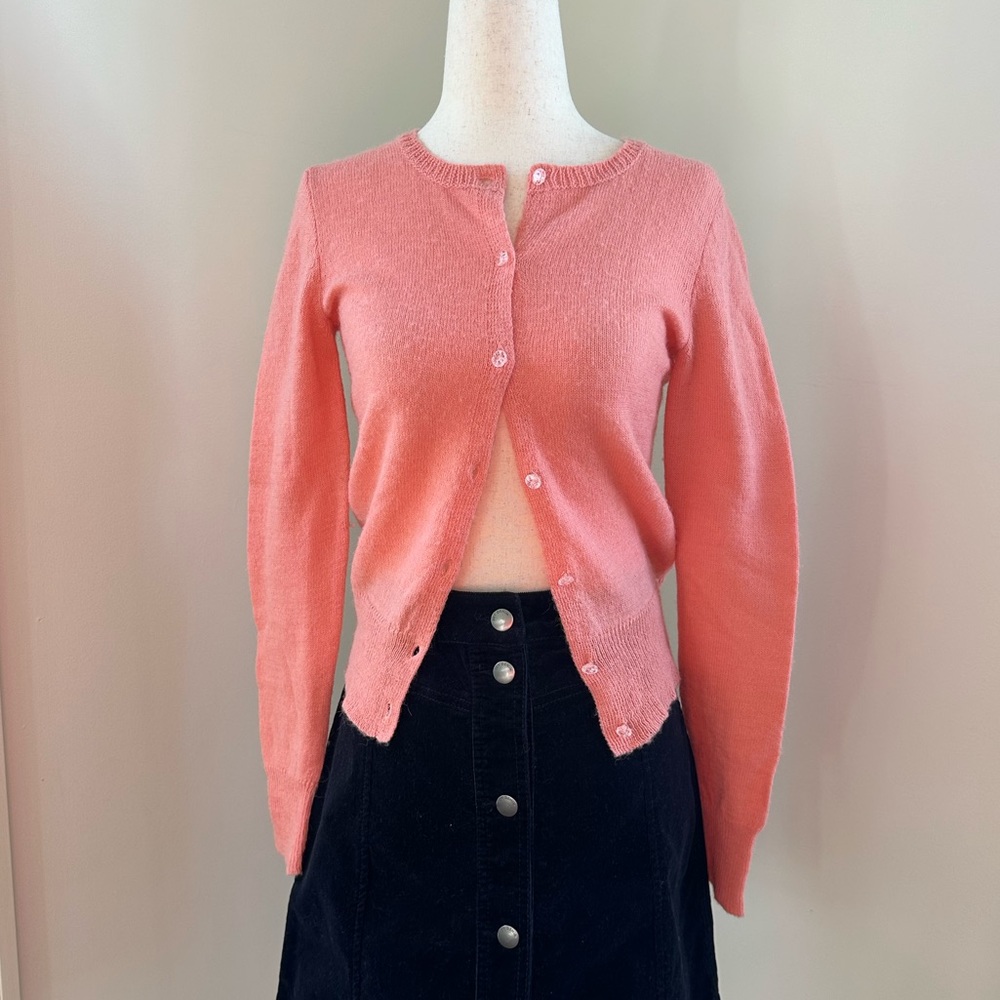 JCREW FACTORY Alpaca Wool Blend Crewneck Cardigan w/ Faux Crystal Buttons